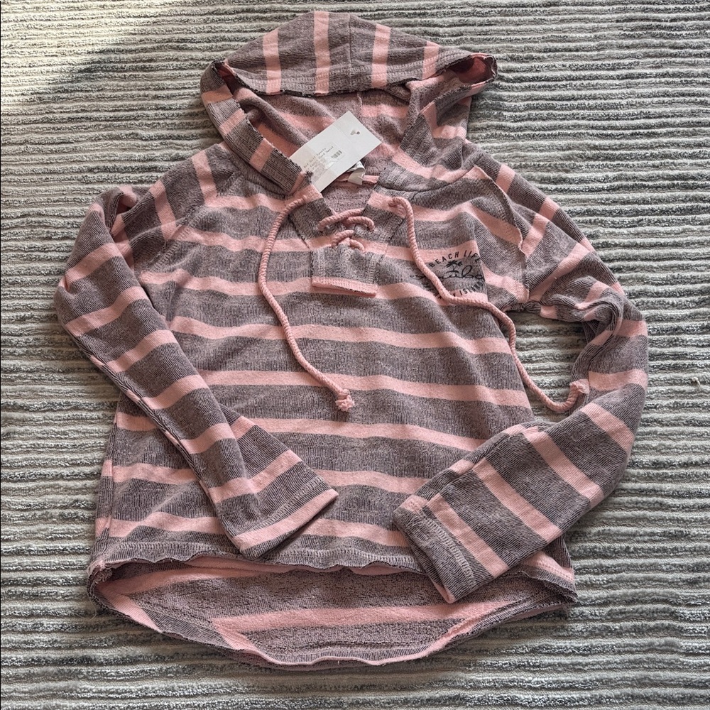 Cozy Striped Pink and Gray Women's Hoodie